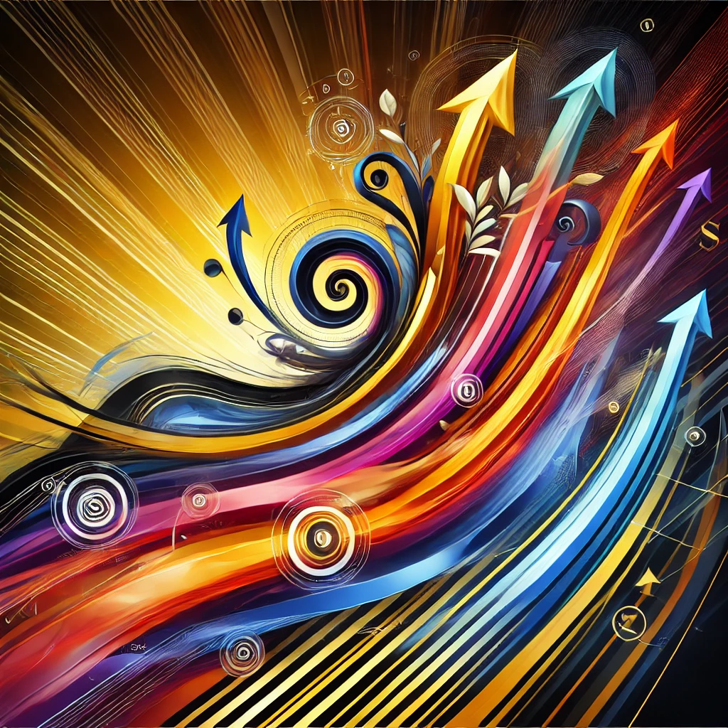 A modern, abstract blend of colors depicting traffic generation with elements of opulence and success.